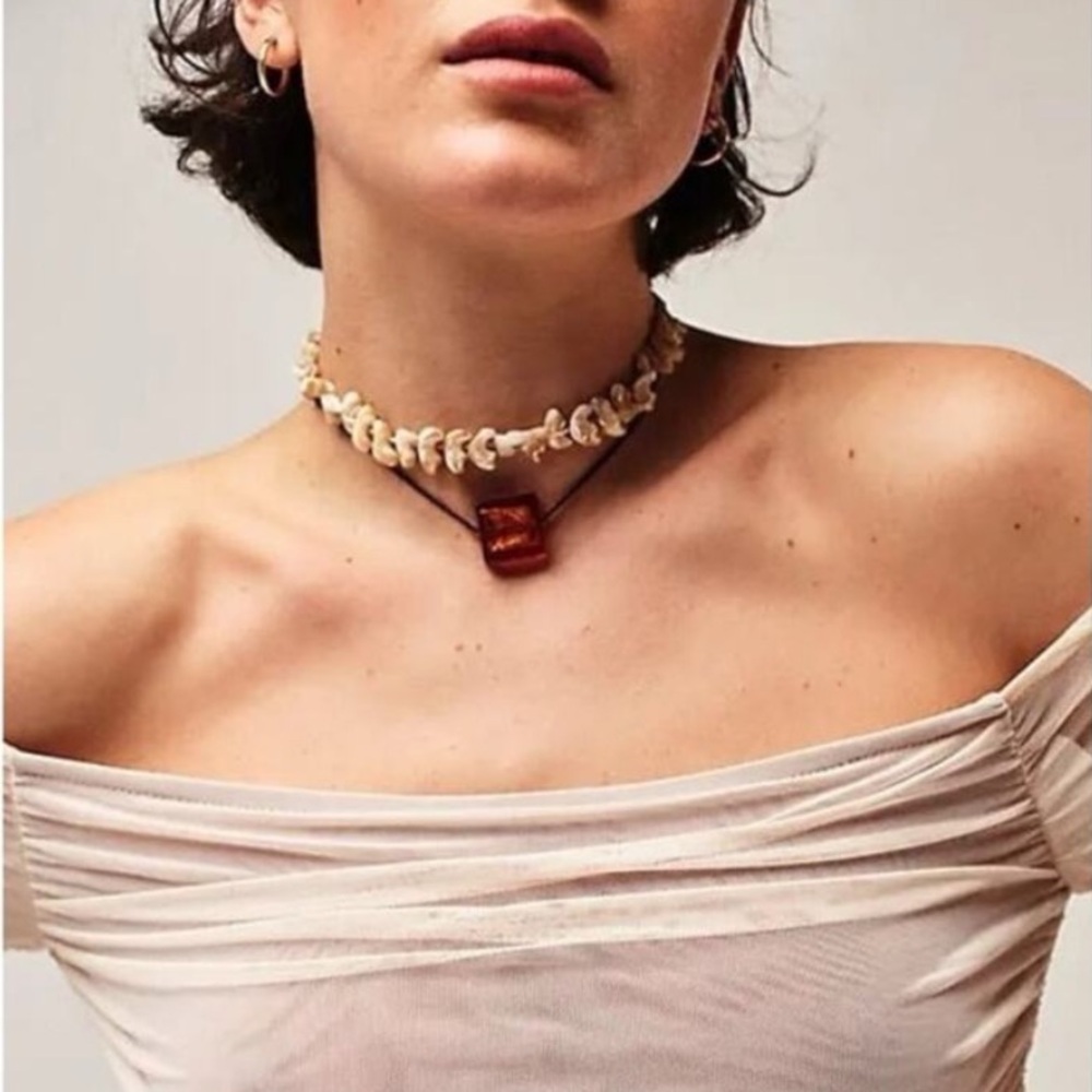 [Free People] NWT Glass Square Twisted Rope Choker Necklace